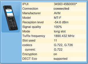 AVM Fritz!Box DECT-Monitor showing a CAT-iq call with an
AVM Fritz!Fon MT-F phone